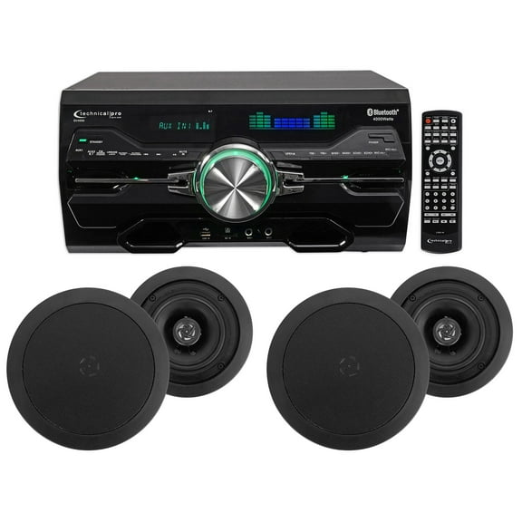 DV4000 4000w Bluetooth Home Theater DVD Receiver 4) 5.25" Black Ceiling Speakers
