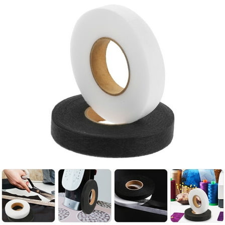 LOLIPPYY 2 Rolls White Double-sided Sewing Tape for Hemming Non-woven Fabric, Ideal for Sewers and Crafting Projects