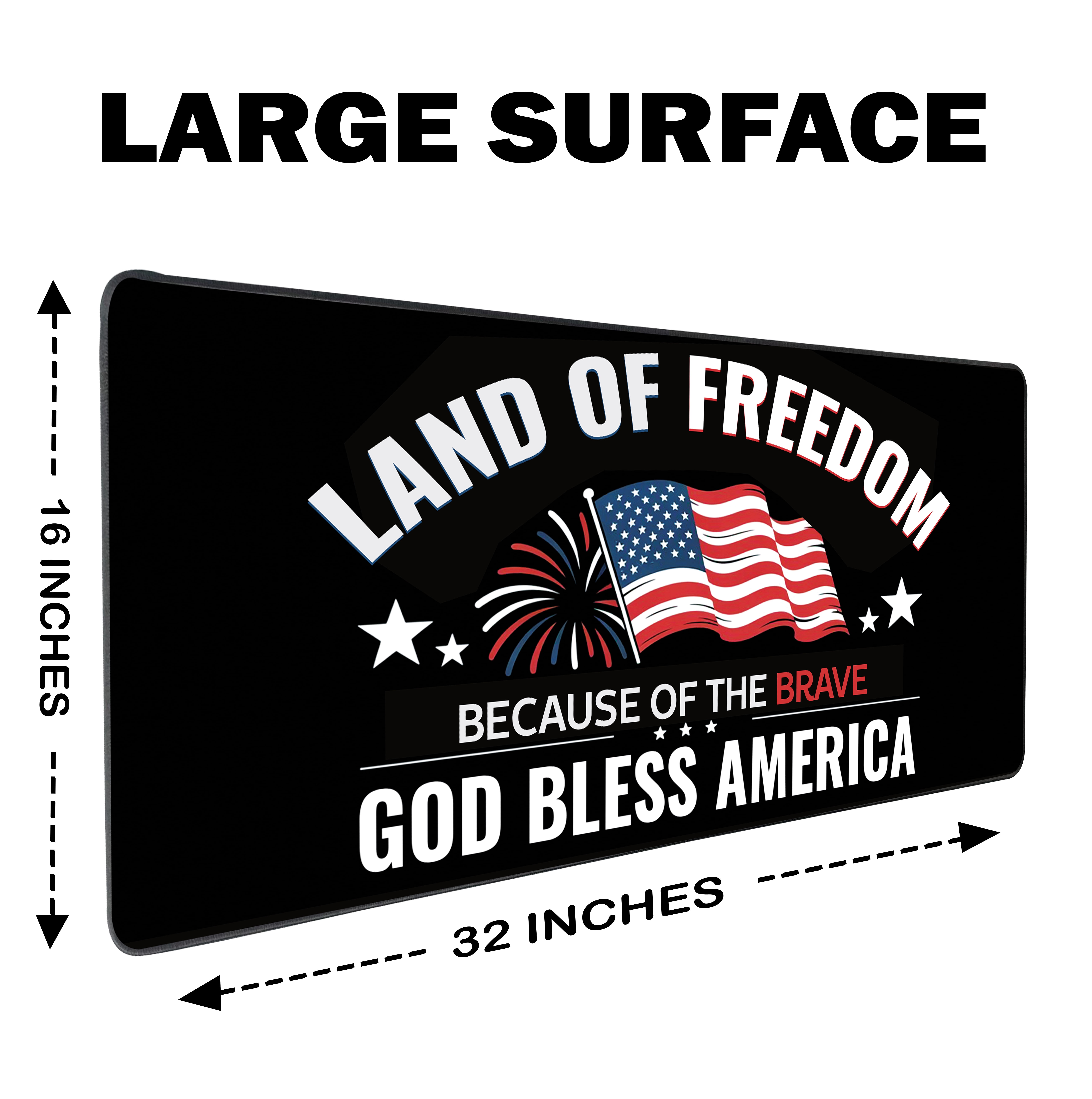 Patriotic Desk Mat 4th of July Desk Mat 16x32 | USA Desk Pad | God Bless America | Non-Slip Desk Accessories | Office Desk Decor | Desk Organizer
