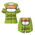 thumbnail image 2 of Yiaed Fresh Sushi Print Short Sleeve Pajama Sets for Women Casual Crew Neck 2 Piece Lounge Sets Women's Short-Sleeved Pajama-4X-Large, 2 of 5