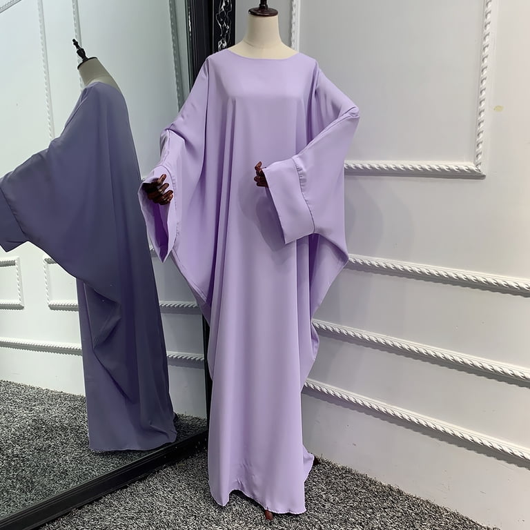 open lace back dress Two Pieces Set Islamic Prayer Abaya Dress Muslim Women Oversized Scarf Maxi  Skirts Hooded Hijab Kaftan Arab Robe Ramadan Light Purple L at Amazon  Women's Clothing store