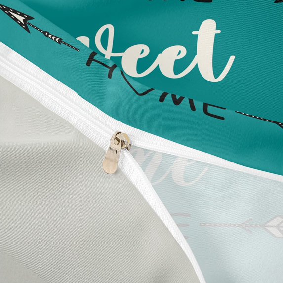 meiyoeat Rustic Home Sweet Bedding for Adults Men Women, Arrow Quote Duvet Cover Full, Teal, Grey Reversible, 3-Piece, 1 Duvet Cover and 2 Pillowcases