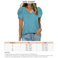 thumbnail image 5 of Camiseta de mujer con cuello en V y manga corta con diseño retorcido, Top informal de Color puro para viajes a casa, 5 of 5