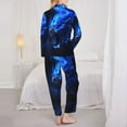 thumbnail image 3 of Pajamas for Women Sets, Roaring Blue Lion Flame Lounge Sets Long Sleeve Button Down Night Shirts Sleepwear Pjs, 3 of 6