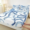 thumbnail image 3 of Feelyou Child Blue Octopus Full Size Sheets, Watercolor Animal Bed Sheets, Kawaii Sealife Theme Sheet Sets, Ultra Soft Bedroom Decor, 4pcs, 3 of 7