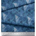 thumbnail image 3 of Soimoi Blue Velvet Fabric Facets Triangle Geometric Print Fabric by Yard 60 Inch Wide, 3 of 3