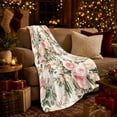 thumbnail image 3 of Romantic Blush Pink Rose Garden Floral, Festive Botanical Garden Scene, Warm Flannel Blanket for Sunroom and Reading Nook, Garden Lovers Thanksgiving Gift, Botanical Home Decor, 3 of 7