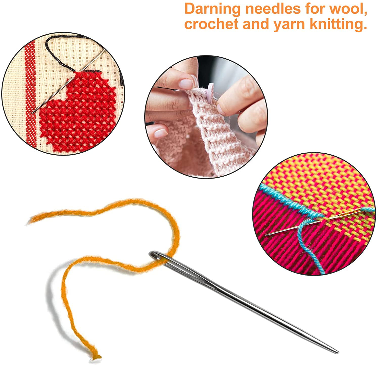 Sewing Needles Large Eye Hand Blunt Needle Embroidery Darning Yarn R2V1 