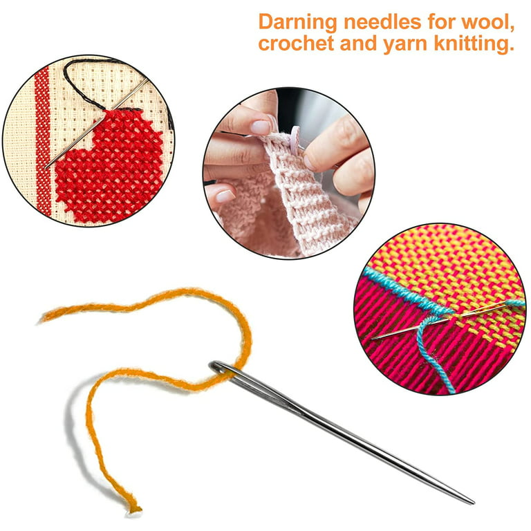 FTVOGUE Yarn Needles Large‑Eye Blunt Aluminum Bent Tip Wool Weave Knitting  Sewing Supplies,Large‑Eye Blunt Needles,Sewing Supplies 