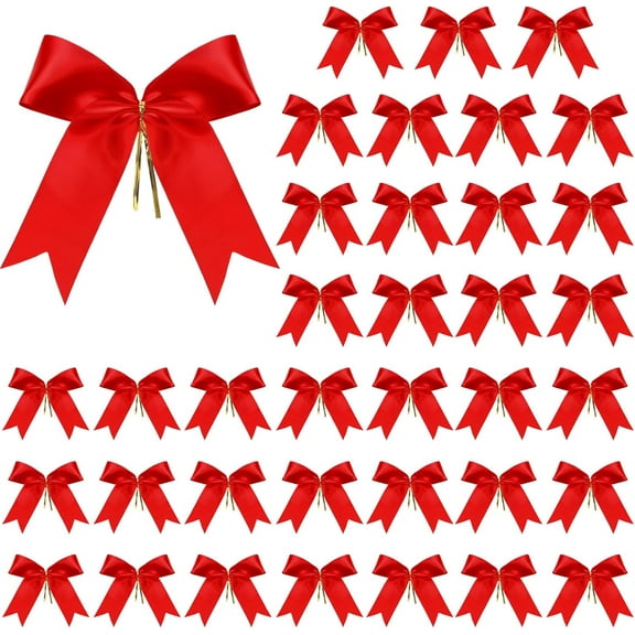 Dalrosia 50PCS Christmas Bow Ribbon Bow for Christmas Tree, Christmas Wreath, Present Decoration