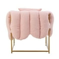 thumbnail image 5 of Sling Chair with Pillow, Modern Accent Chair Comfy Leisure Sofa Single Armchair with Metal Frame, Patio Lounge Chair Recliner Chair Flexible Seating for Adults Living Room Bedroom, Pink-Teddy, 5 of 7
