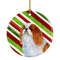 English Toy Spaniel Candy Cane Holiday Christmas Ceramic Ornament SS4576