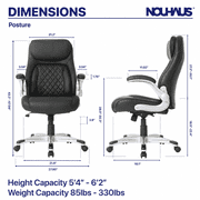 Nouhaus Posture Ergonomic PU Leather Office Chair. Click5 Lumbar Support with FlipAdjust Armrests. Modern Executive Chair and Computer Desk Chair