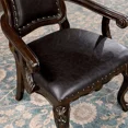 thumbnail image 6 of Traditional Dining Room Furniture 9pc Set Walnut Dining Table w Leaves 2x Arm Chairs 6x Side Chairs Dark Brown Leatherette Seat, 6 of 10