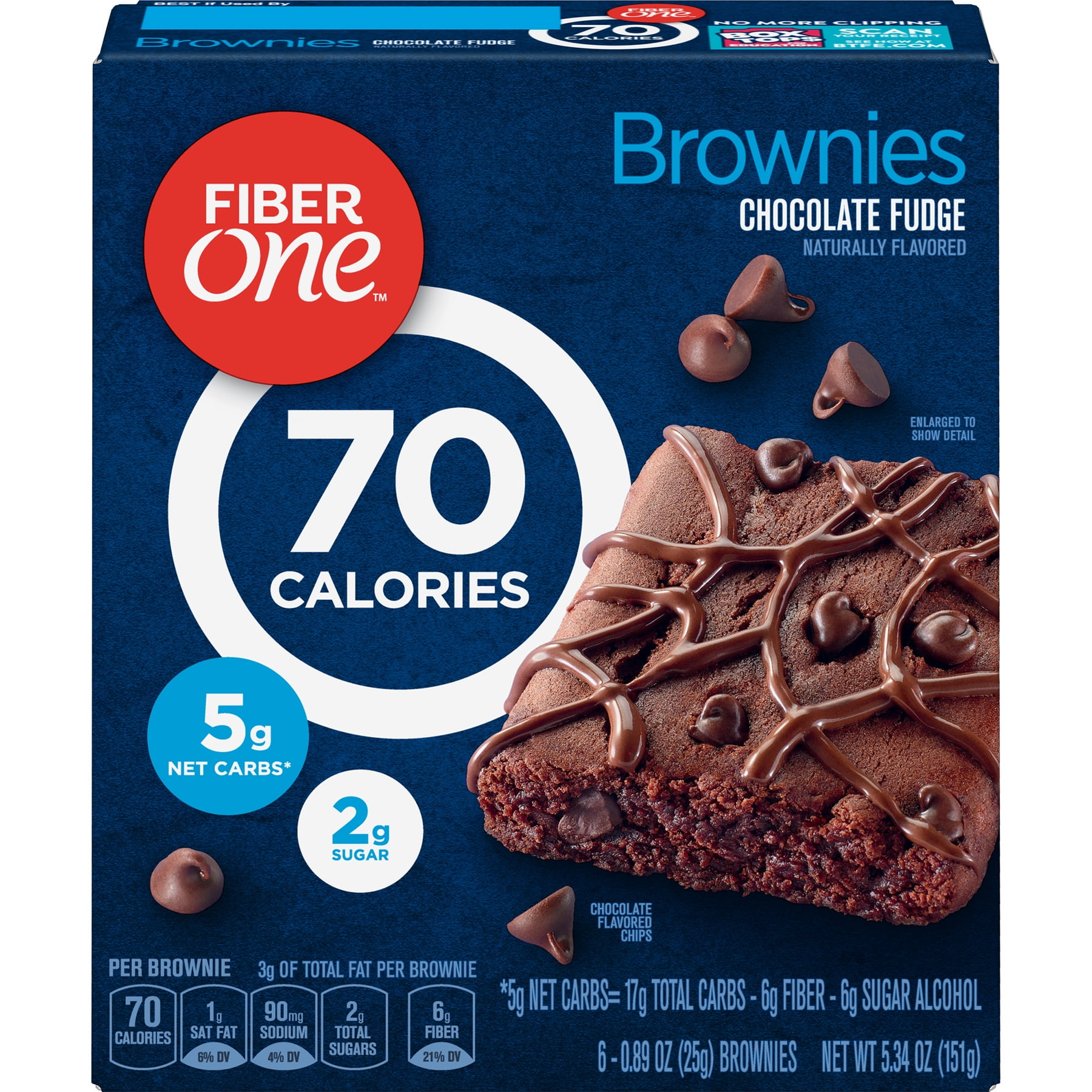 Fiber One 70 Calorie Chocolate Fudge Brownie 6 Fiber Bars 5.34 oz