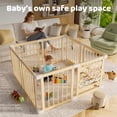 thumbnail image 2 of Babyeap Wooden Baby Playpen,Foldable Play Yards for Babies and Toddlers,Large Wood Play Gate with Built-in Toys,Baby Fence Activity Center 47x47x23.6 Inch, 2 of 9
