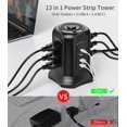 thumbnail image 3 of Regleta de Alimentaci&oacute;n Multicontacto de Torre,Regleta de Enchufes, Protector Contra Sobrecargas, Cable de Extensi&oacute;n con 9 Tomacorrientes de CA,4 USB-A 1 USB-C,Extension Electric, 3 of 7