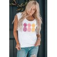 thumbnail image 3 of ABPHQTO Camiseta estampada con cuello redondo y estampado de piña blanca para mujer, 3 of 5