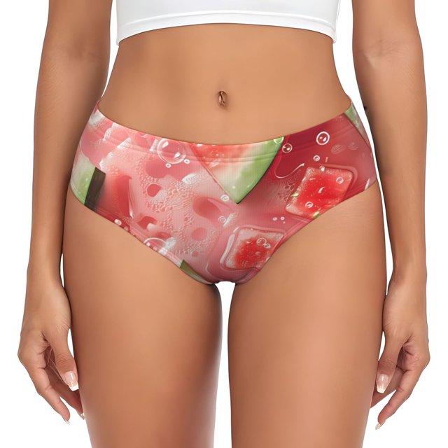 Fotbe Refreshing Watermelon Slices Calzones Estampados para Mujer – Ropa Interior de Algodón, Cómoda, Suave y Elástica-3X-Large