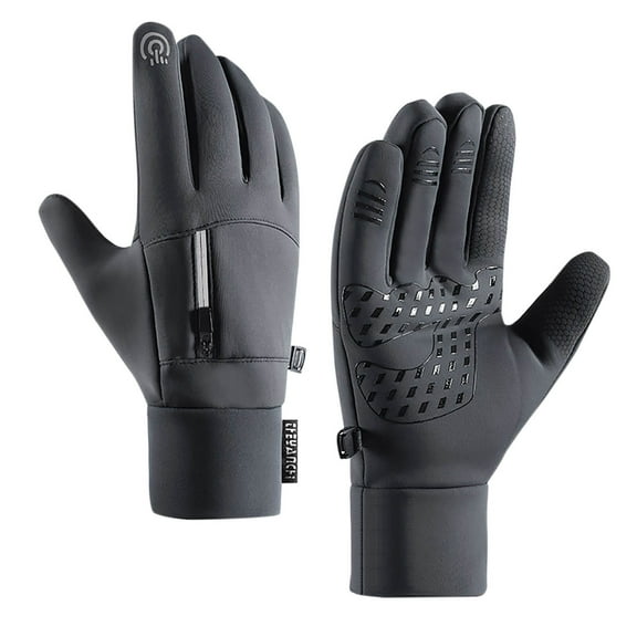 SELONE Winter Touchscreen Gloves Men Women Zipper Waterproof Warm Gloves for Outdoor Skiing Cycling Gray