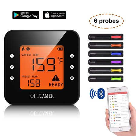 Wireless Grill Thermometer Bluetooth Adapter Digital Cooking Food with 6 (Best Wireless Grill Thermometer)