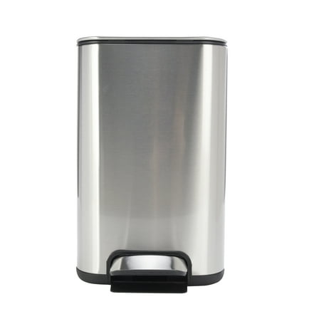 Eco Tech 3.4-gal Stainless Steel Foot Pedal Kitchen Trash Waste Can, Silver