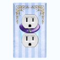 thumbnail image 1 of Metal Light Switch Plate Cover Purple Luxury Cupcake Striped Wallpaper Blue CAK051, 1 of 13