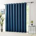 100 Blackout Patio Door Curtains 84" Navy Blue Pom Pom Curtain Panels