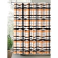 thumbnail image 2 of Abstract Stripes Shower Curtain, Orange Black Grey Plaid Waterproof Shower Curtain Set with 12 Hooks Lightweight Washable Fabric Shower Curtains for Bathroom 72x78 Inches, 2 of 6