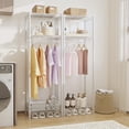 thumbnail image 2 of Clothes Rack With Adjustable Storage Shelves, Metal Clothing Rack for Hanging Clothes, for Bedroom, Laundry, Living Room, White, 2 of 8