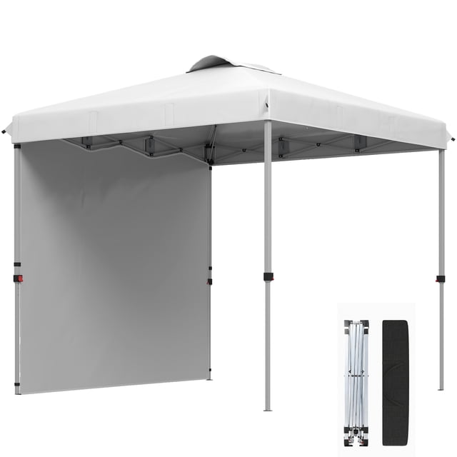 Outsunny Tente de Réception Ajustable 8x8 avec 1 Paroi Latérale, Sac de Transport, Blanc