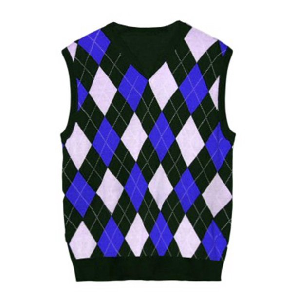 Men's Sleeveless V-Neck Vest Sweater Plaid Multicolor Pullover Sweater ...