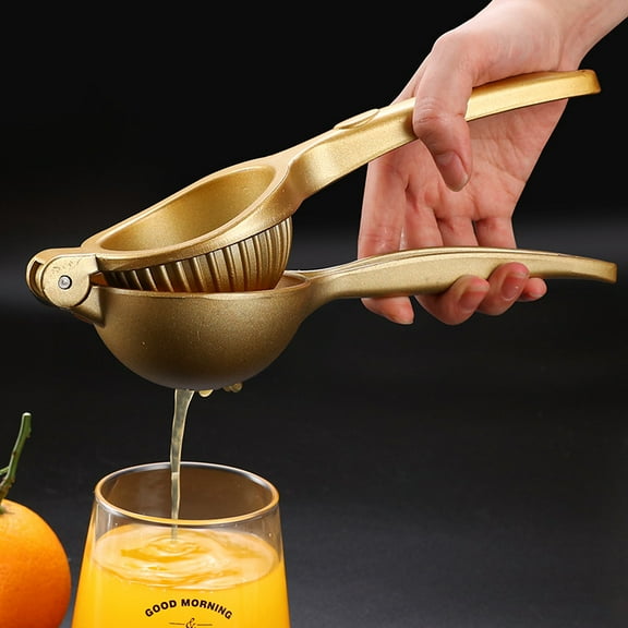 Kitchen Lemon Squeezer, Citrus Juicer, Lemon Juicer Stainless Steel with Silicone Handles, Squeezer Bar Tool, Manual Juicer, Manual Citrus Press, Handheld Orange Juice Squeezer (Golden）