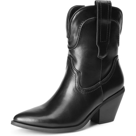 

Omagie Women s Cowboy Ankle Boots Western Booties Low Heel Pointed Toe Cowgirl Boots