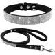 thumbnail image 1 of Conjunto de collar y correa para perros pequeños y medianos, bonito, deslumbrante, elegante, de ante suave, con cristales brillantes y brillantes, 1 of 5
