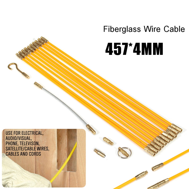 10x 4mm Fiberglass Cable Running Rods Kit Fish Tape Electrical Wire Coaxial New 