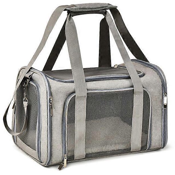 Mochila para gatos con ventana de malla, bolsa transpirable para mascotas, caja de transporte para gatos, maleta plegable para viajes al aire libre, transportador para gatos, L, gris