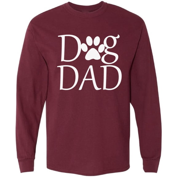 Men T-Shirt Father's Day Long Sleeve Dog Dad White S M L XL 2XL Mens Graphic Tee