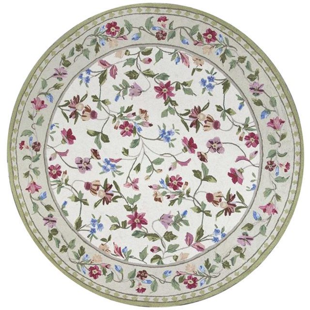 HomeRoots 349893 Tapis Rond en Laine Ivoire 7 Pi. 6 Po.