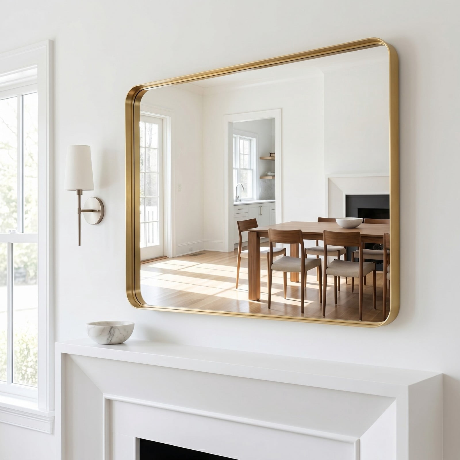 GRAHMCY 36"x55" Bathroom Mirror Wall Mounted Rectangular Vanity Mirror with Deep Frame, Gold