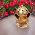 thumbnail image 5 of In the Breeze 9211 — Red, Yellow & Green Hex Tealight Lantern — Moroccan-Style Boho Chic Tealight Glass and Metal Tabletop Lantern, 5 of 6