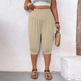 thumbnail image 5 of VBVC Women's Plus High Waisted Harem Capri Pants , Casual Summer Joggers For Women , Ladies' Lightweight Yoga Lounge Trousers with Pockets, Khaki , L-5XL, 5 of 9