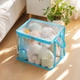 thumbnail image 5 of Tunhigl 30L Large Heavy Duty Clear Storage Bags, Moving Bags - Waterproof Storage Totes with Handles & Zippers, Foldable for College Dorm, Christmas Storage,Blue, 5 of 9