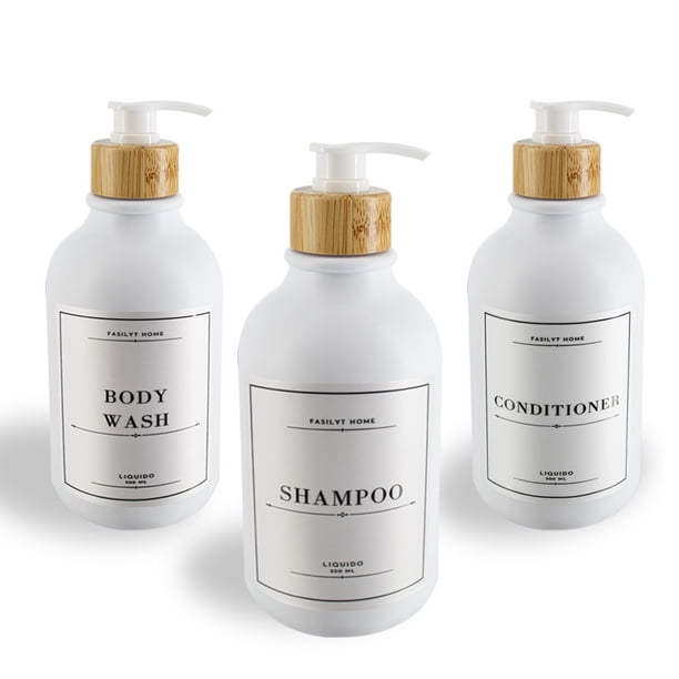 Kit de 3 Dispensadores de Jabon | 500 ML de Capacidad | Set de Juego de Baño para Manos | Botellas Dispensadoras de Shampoo