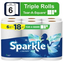 Sparkle Tear-a-Square Paper Towels, 6 Triple Rolls, White, Customizable Sheet Size Paper Towel (2 Pack)