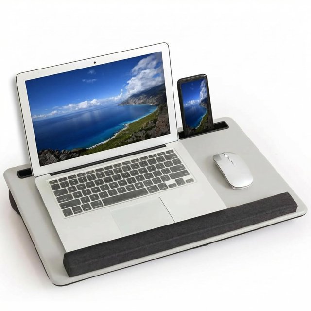 Mesa portátil para laptop HLead con alfombrilla para mouse y ranuras para teléfono