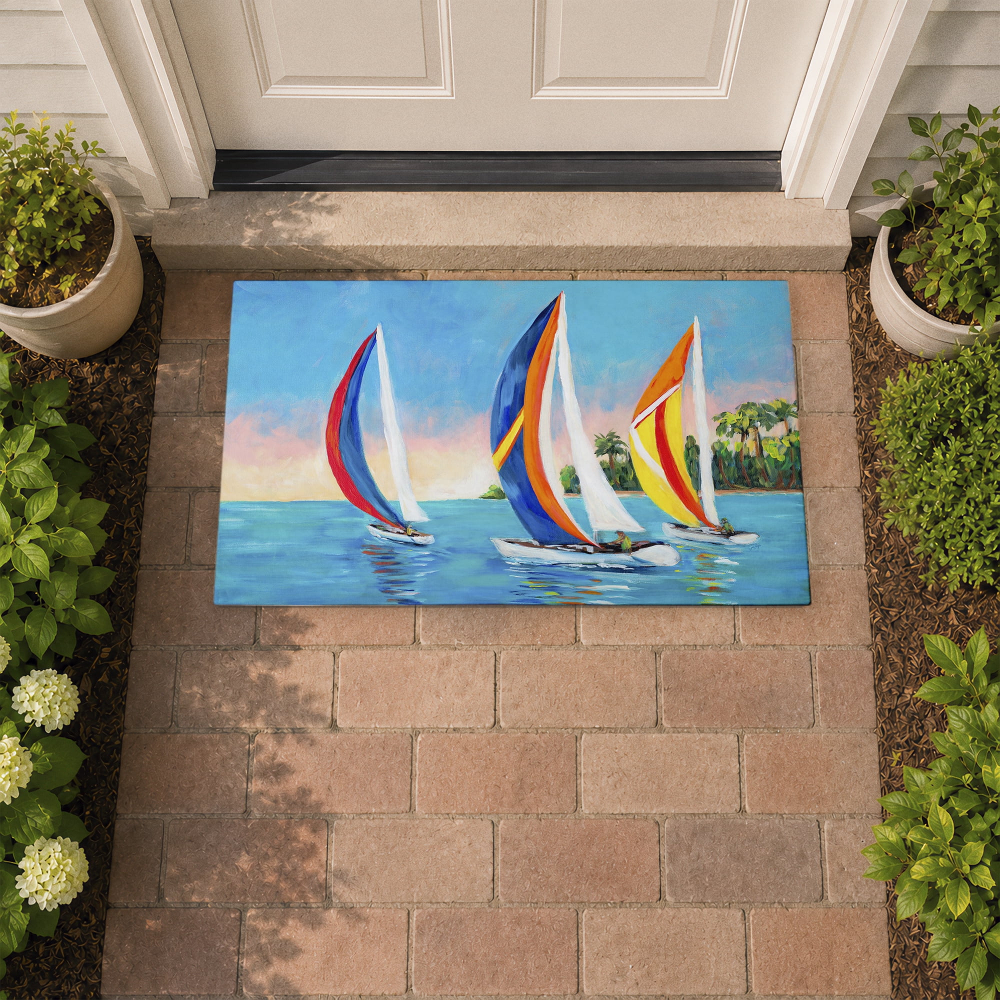 Stupell Industries Morning Sails on Sea Printed Outdoor Door Floor Mat, design by Julie DeRice