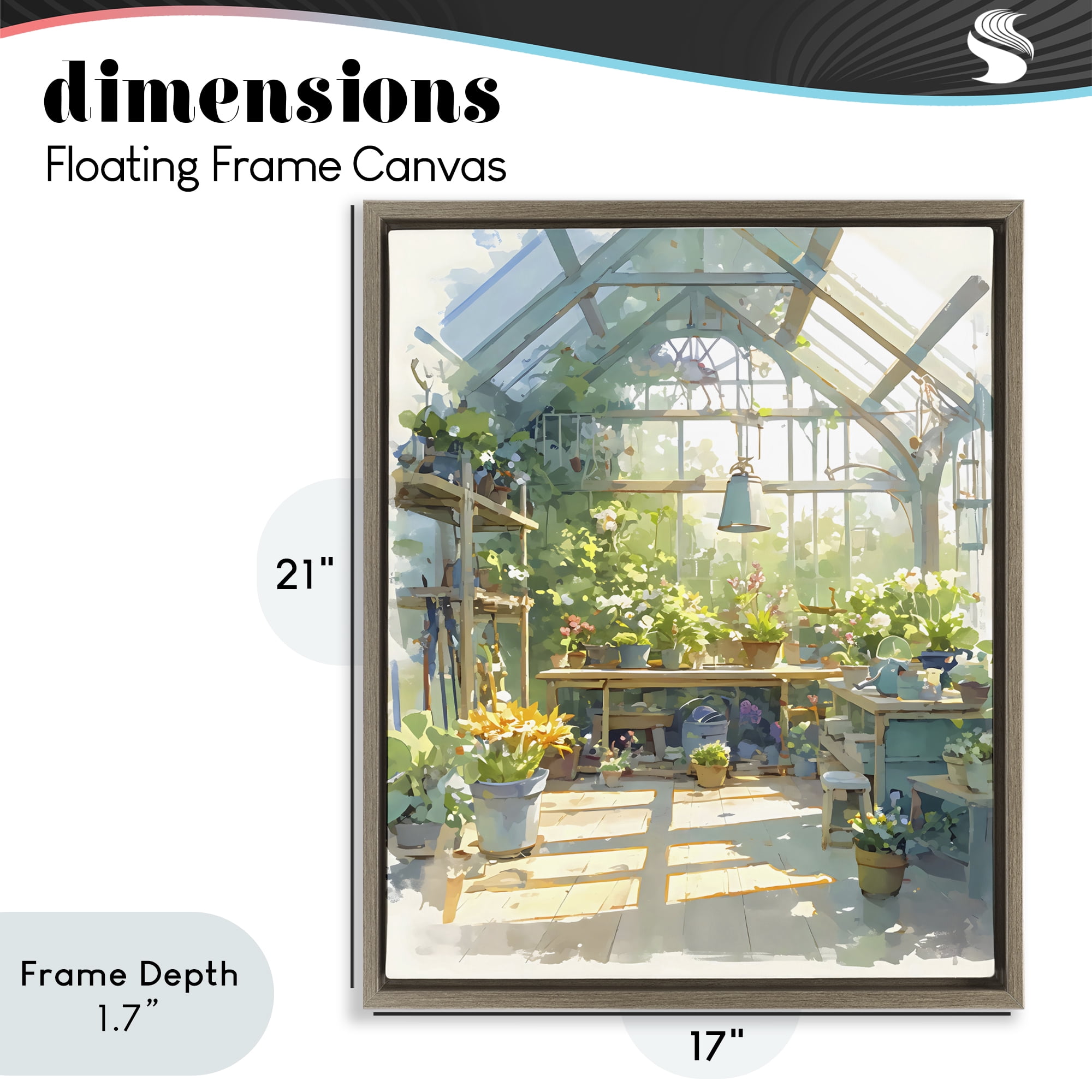 Stupell Industries Sunlit Greenhouse Plant Sanctuary Brown Framed Floater Canvas Wall Art, design by Creative Studio