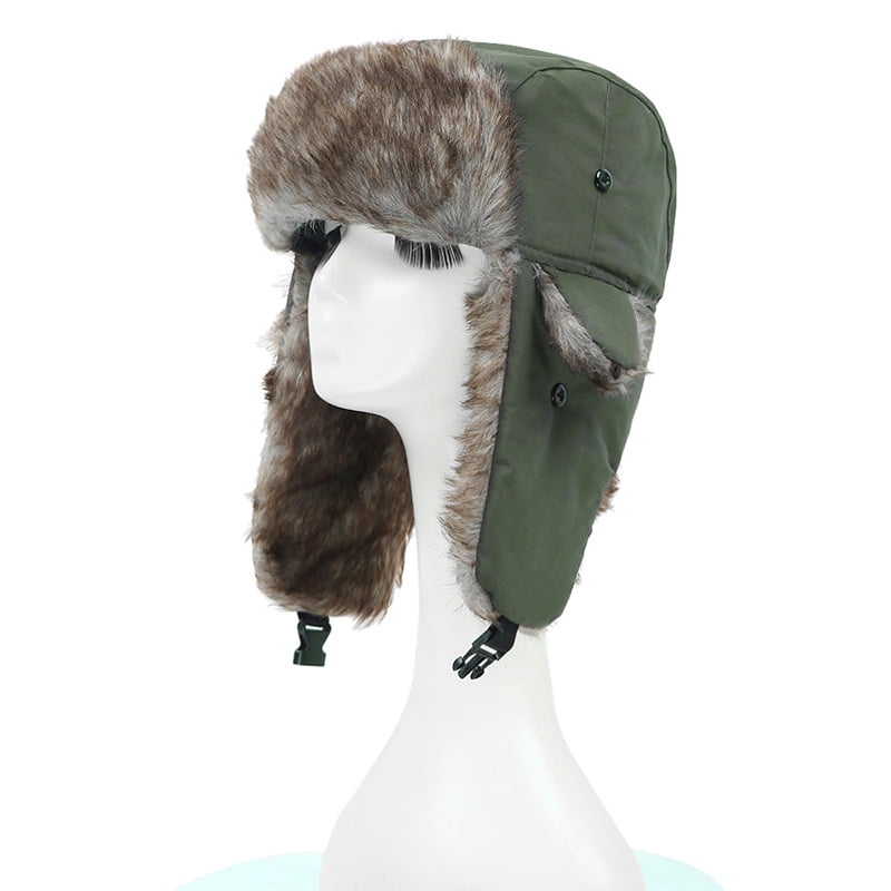 Mens Womens Fluffy Fur Winter Fleece Russian Trapper Bomber Ear Flap Ushanka Hat 