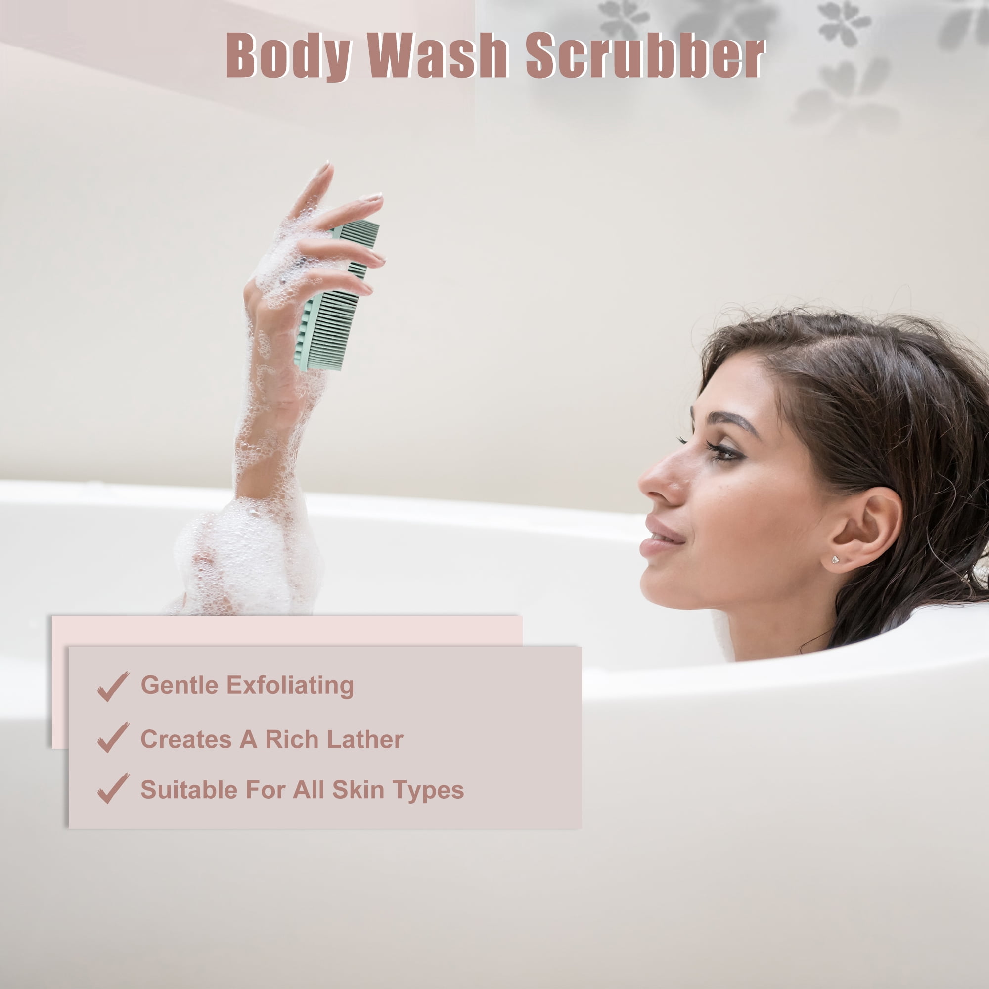 Unique Bargains Shower Silicone 2 in 1 Body Scrubber 1 Pc Green